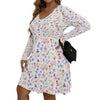 Floral White V-Neck Long Sleeve Dress Large to 5 XL (FWS) 3
