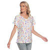 Floral White V-Neck T-Shirt up to 4 XL (FWS) 2