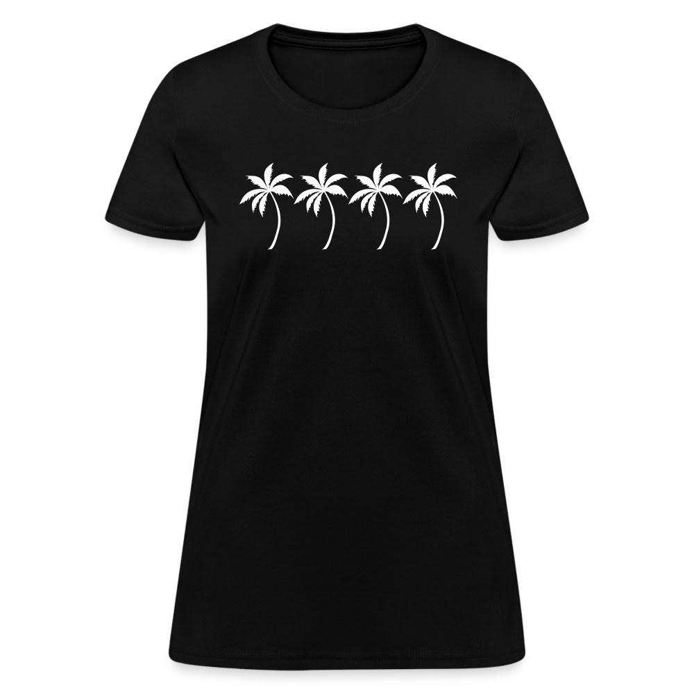 Four Palm Trees Women's Cotton T-Shirt - black