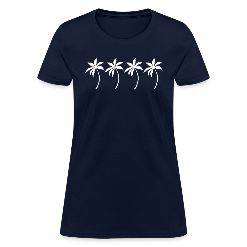 Four Palm Trees Women's Cotton T-Shirt - navy