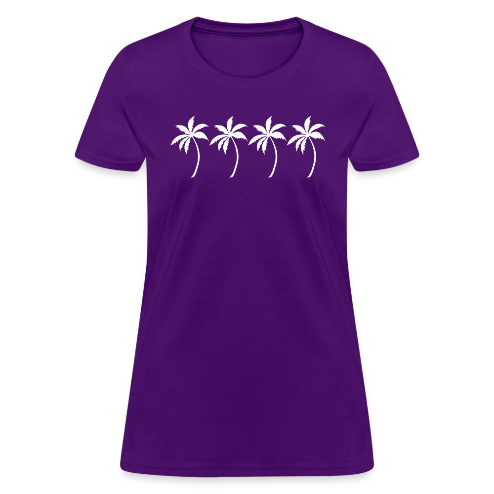 Four Palm Trees Women's Cotton T-Shirt - purple