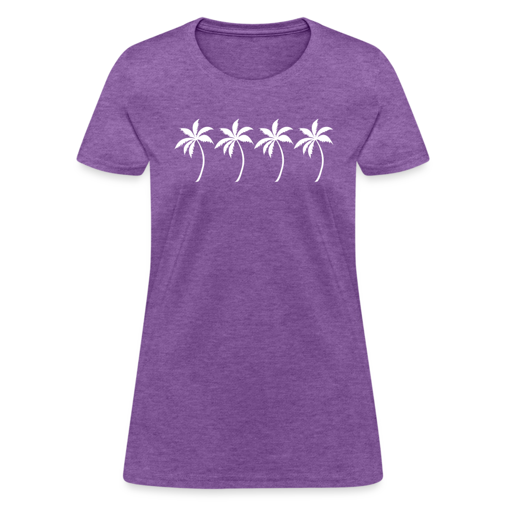 Four Palm Trees Women's Cotton T-Shirt - purple heather