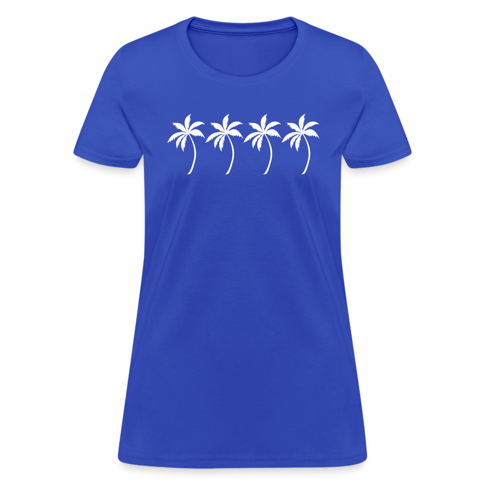 Four Palm Trees Women's Cotton T-Shirt - royal blue