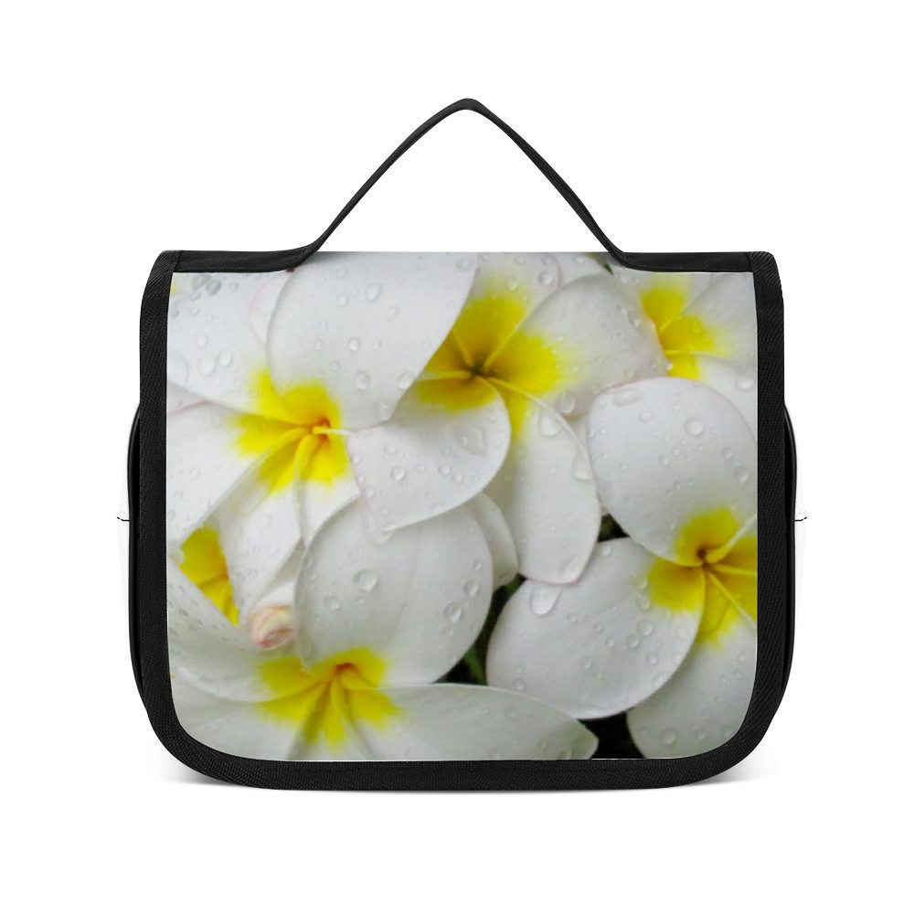 Fresh White Frangipanis Waterproof Hanging Travel Toiletry Bag 2