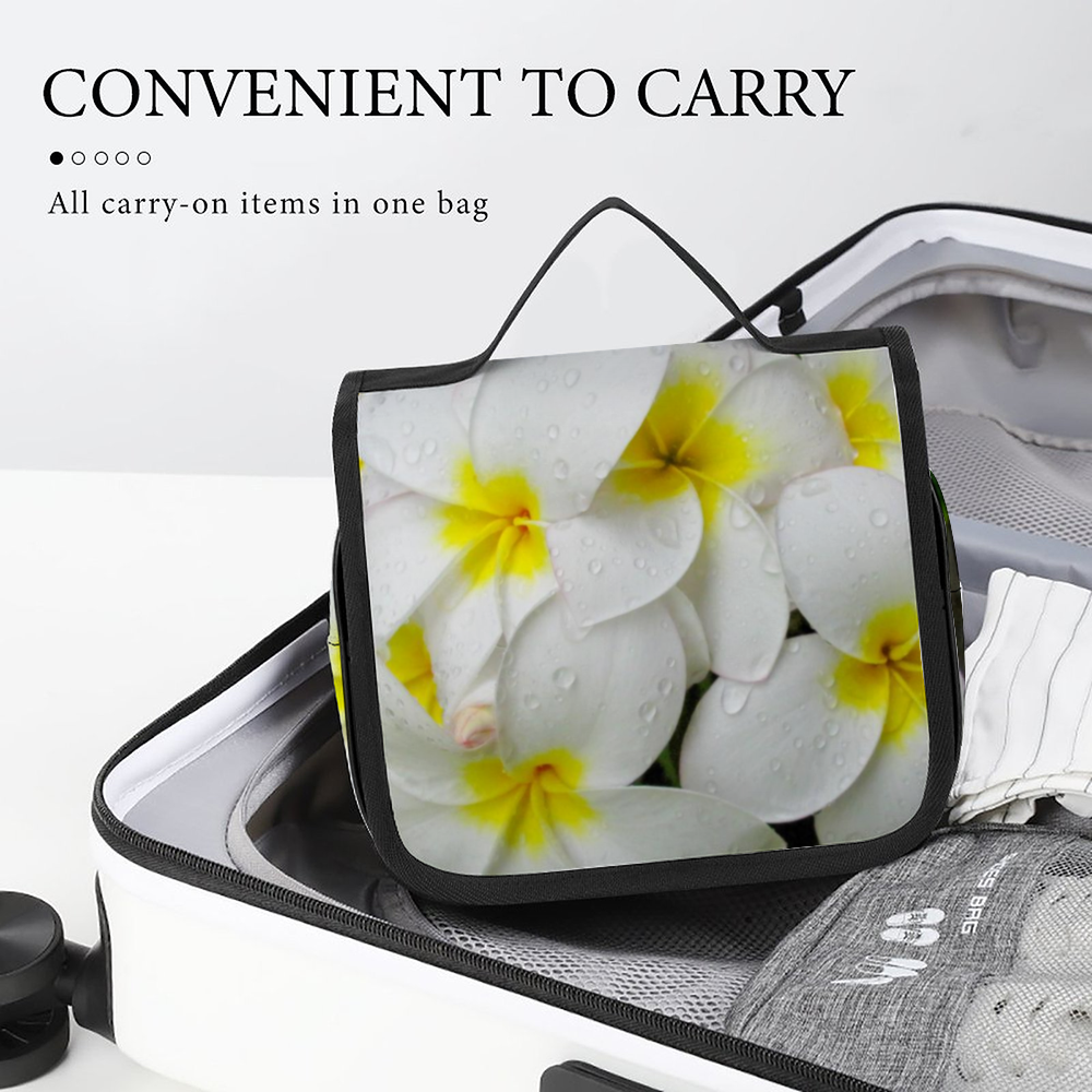 Fresh White Frangipanis Waterproof Hanging Travel Toiletry Bag 6