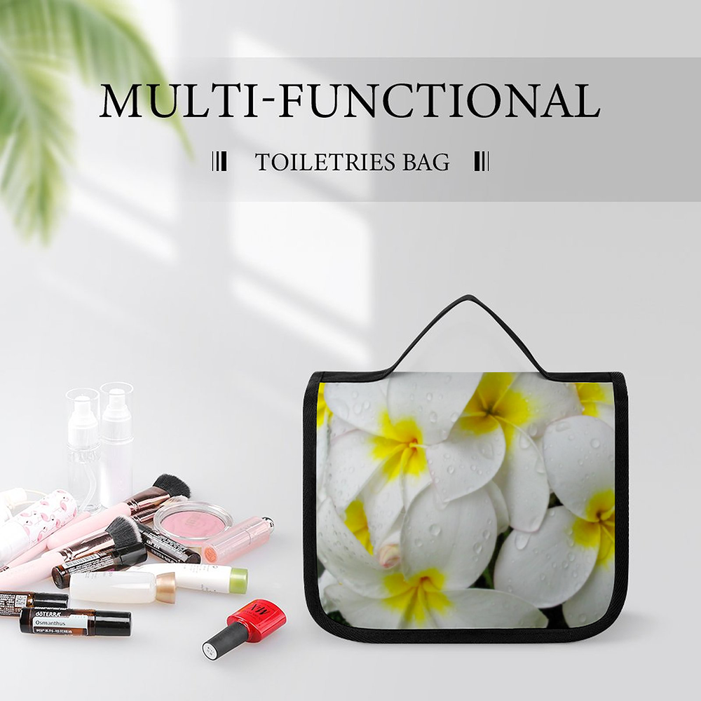 Fresh White Frangipanis Waterproof Hanging Travel Toiletry Bag 7