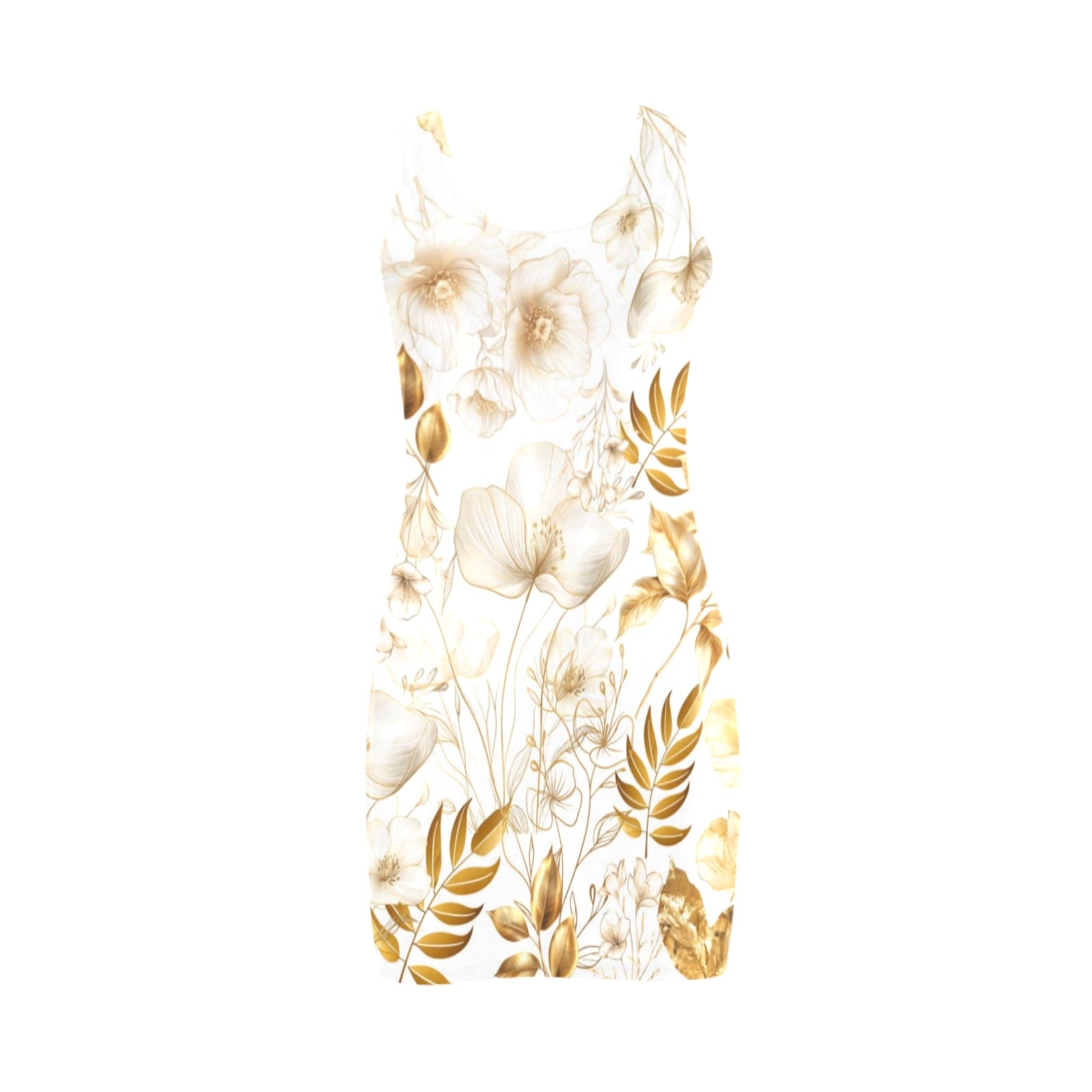 Golden Flowers Sleeveless Tank Dress up to 5 XL 3
