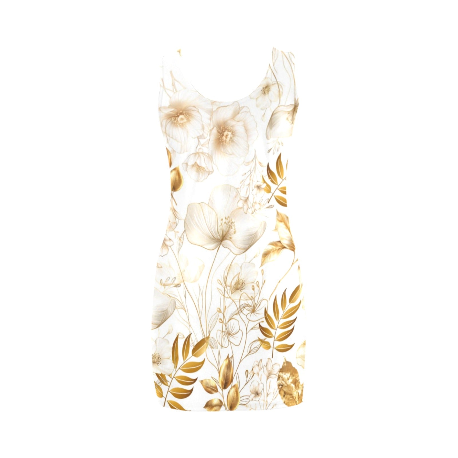 Golden Flowers Sleeveless Tank Dress up to 5 XL 4