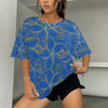 Golden Frangipani Blue Baggy Women's Top up to 6 XL (FWS) 2