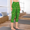 Golden Frangipani Green Capri Leggings with Pockets up to 5 XL (FWS) 1