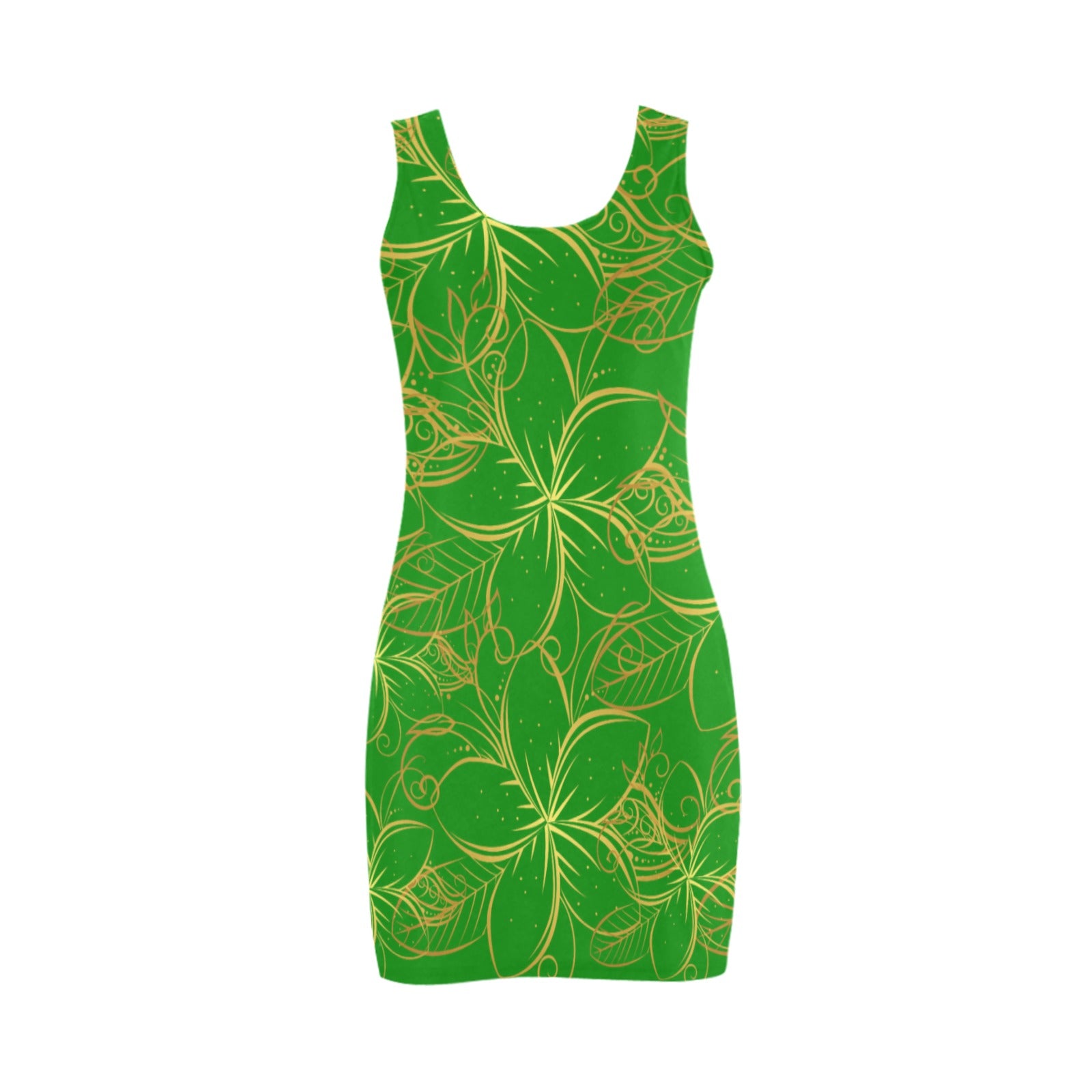 Golden Frangipani Green Sleeveless Tank Dress up to 5 XL (FWS) 3