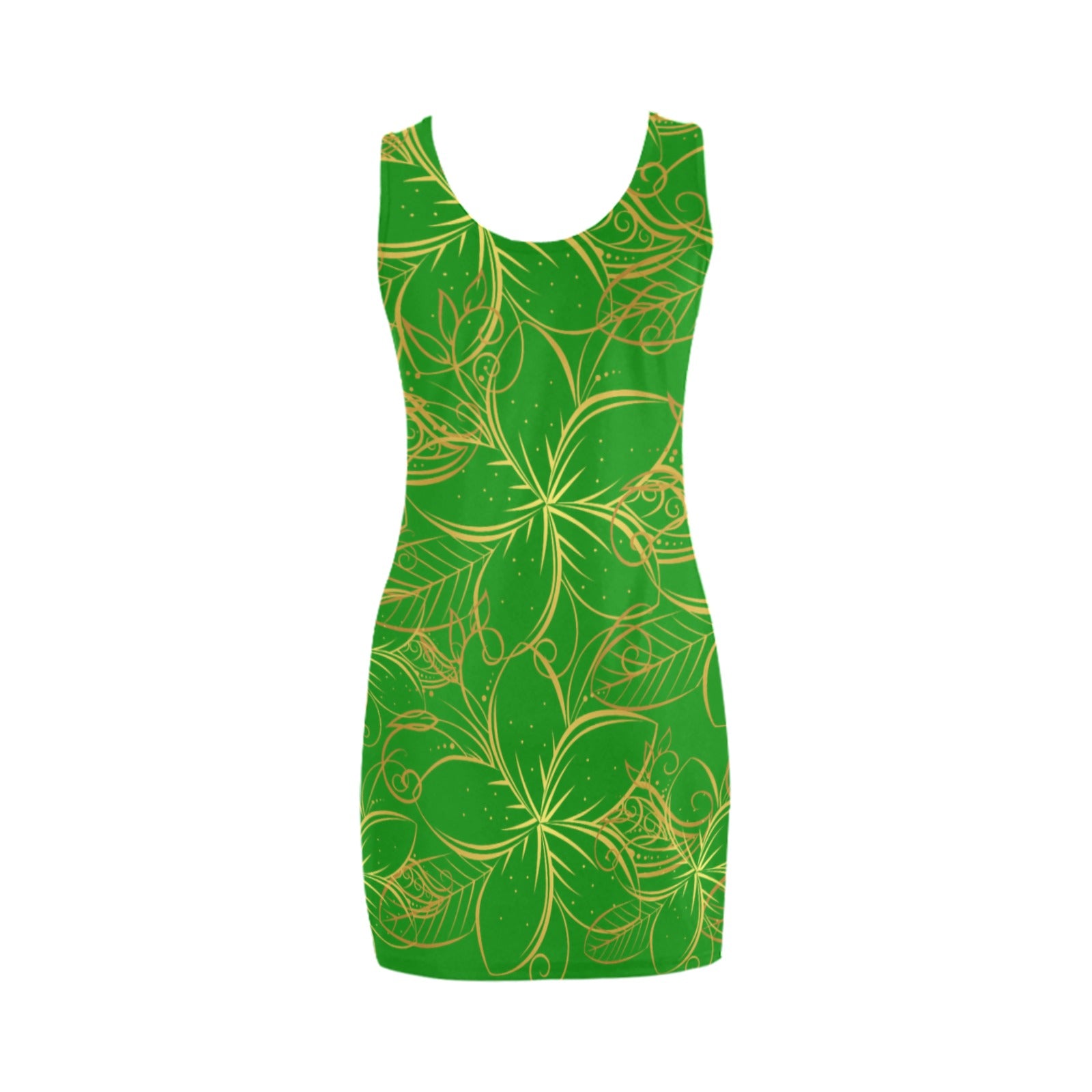 Golden Frangipani Green Sleeveless Tank Dress up to 5 XL (FWS) 4