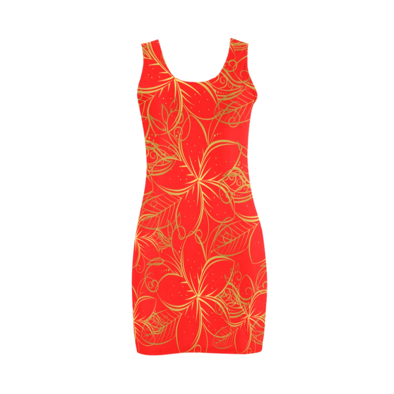 Golden Frangipani Red Sleeveless Tank Dress up to 5 XL (FWS) 4