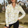 Golden Frangipani White Zip Neck Long Sleeve Top up to 5 XL 1