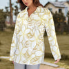Golden Frangipani White Zip Neck Long Sleeve Top up to 5 XL 3