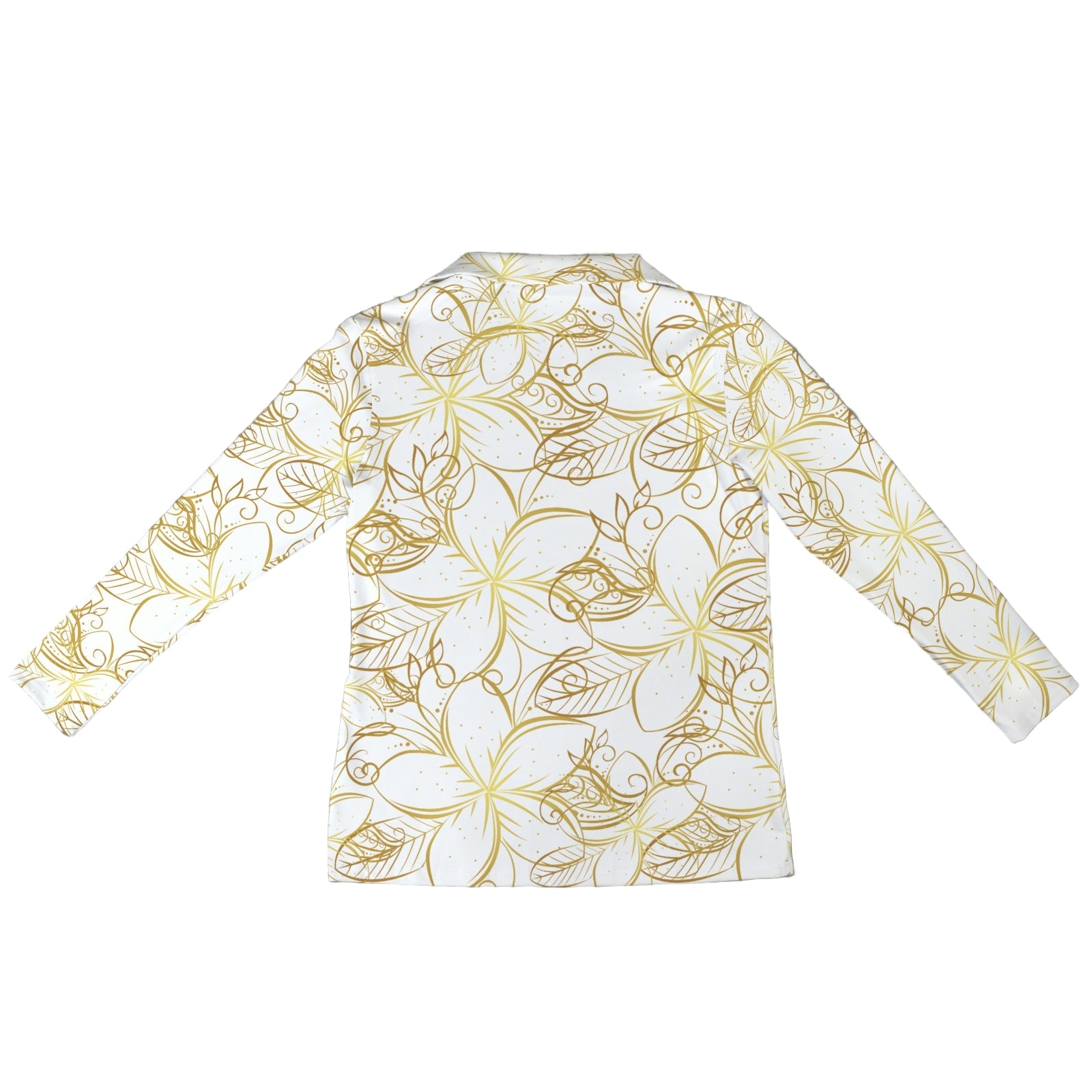 Golden Frangipani White Zip Neck Long Sleeve Top up to 5 XL 6