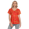 Golden Frangipanis Red V-Neck Top up to 4 XL (FWS) 1