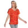 Golden Frangipanis Red V-Neck Top up to 4 XL (FWS) 2