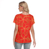 Golden Frangipanis Red V-Neck Top up to 4 XL (FWS) 4
