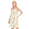 Golden Frangipanis White 0-Neck Dress up to 5 XL | 190GSM Cotton 3