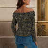 Golden Roses Black Off Shoulder Slim Fit Long Sleeve Top up to 5 XL 3