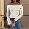 Golden Roses White Off Shoulder Slim Fit Long Sleeve Top up to 5 XL 1
