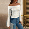 Golden Roses White Off Shoulder Slim Fit Long Sleeve Top up to 5 XL 2