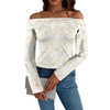 Golden Roses White Off Shoulder Slim Fit Long Sleeve Top up to 5 XL white