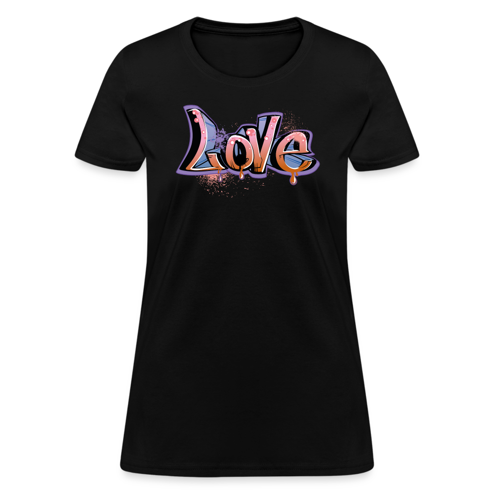 Graffiti Love Cotton T-Shirt up to 3 XL Black