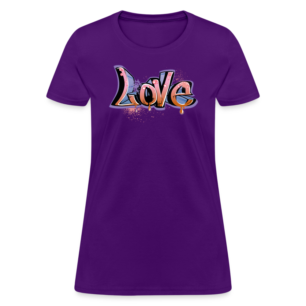 Graffiti Love Cotton T-Shirt up to 3 XL Purple