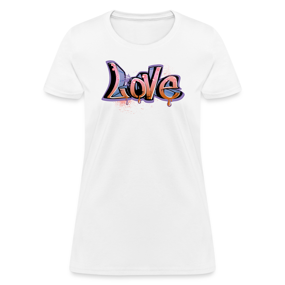 Graffiti Love Cotton T-Shirt up to 3 XL White