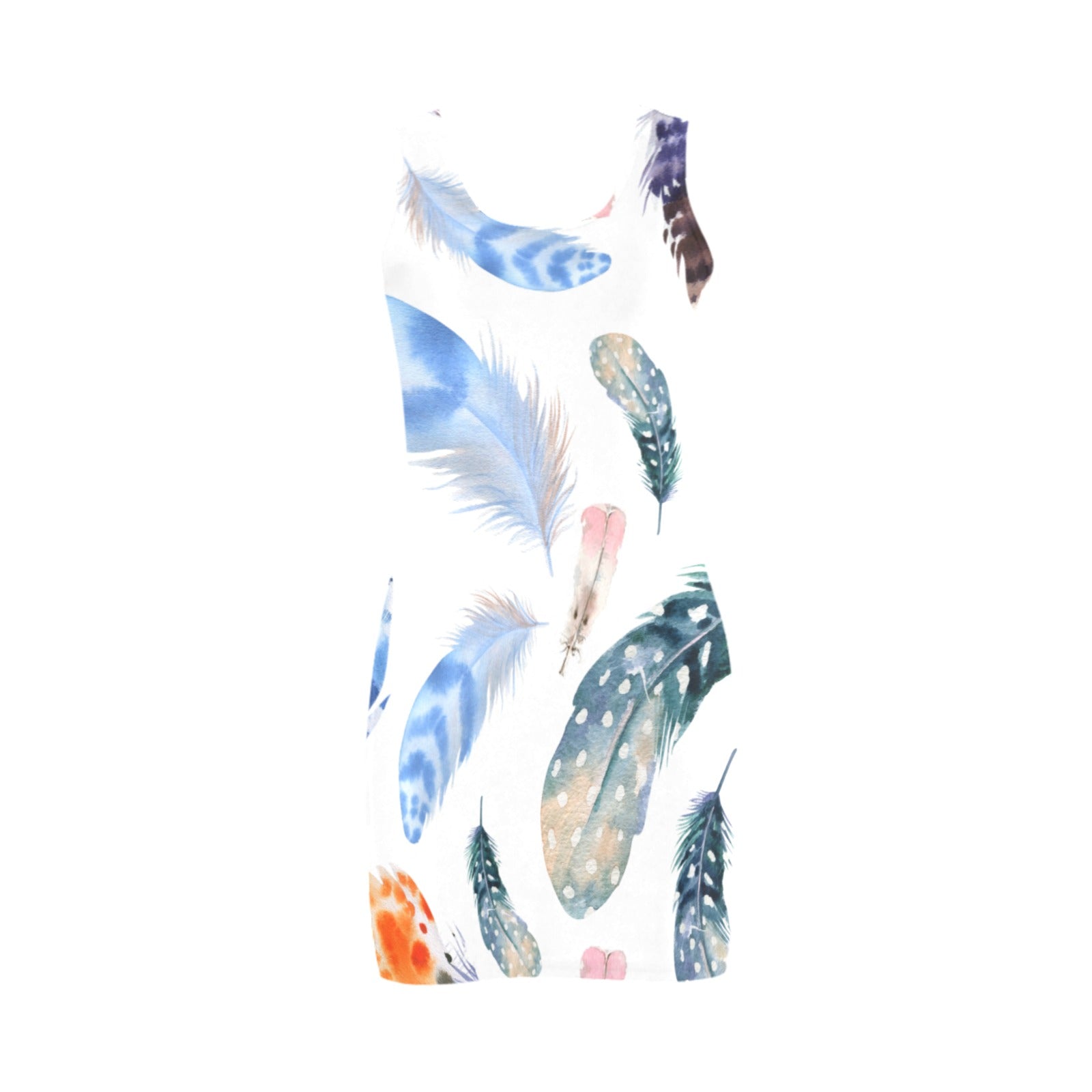 Graphic Feathers Sleeveless Tank Dress up to 5 XL (FWS) 3