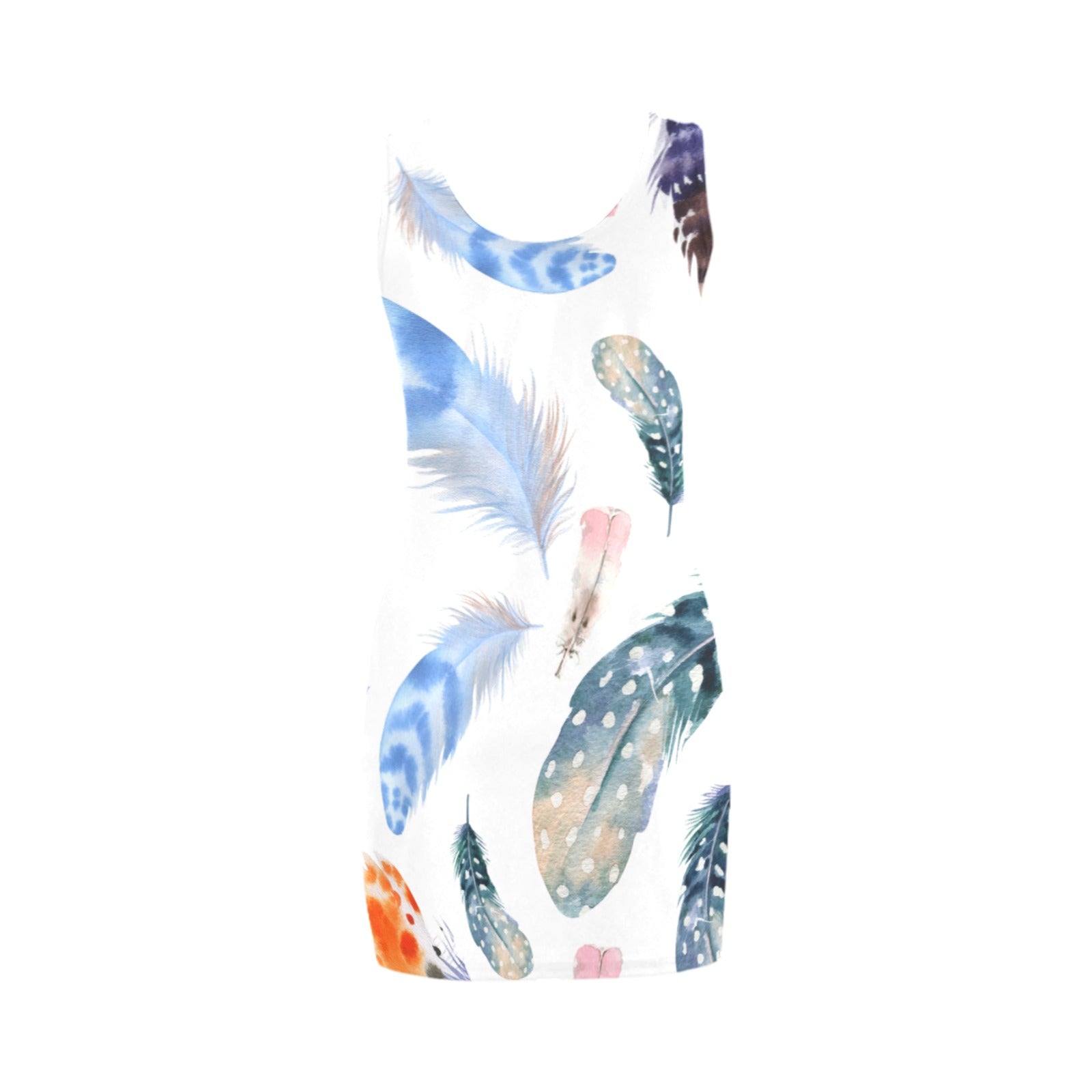 Graphic Feathers Sleeveless Tank Dress up to 5 XL (FWS) 4