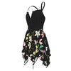 Graphic Lillies Black Asymmetrical Hemline Dress up to 5XL (FWS) 4