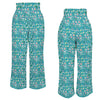 Graphic Lillies Teal High Elastic Waist Pants with Wide Legs up to 5 XL 5