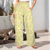 Graphic Lillies Yellow High Elastic Waist Pants with Wide Legs up to 5 XL 1