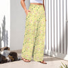 Graphic Lillies Yellow High Elastic Waist Pants with Wide Legs up to 5 XL 2