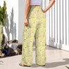 Graphic Lillies Yellow High Elastic Waist Pants with Wide Legs up to 5 XL 3