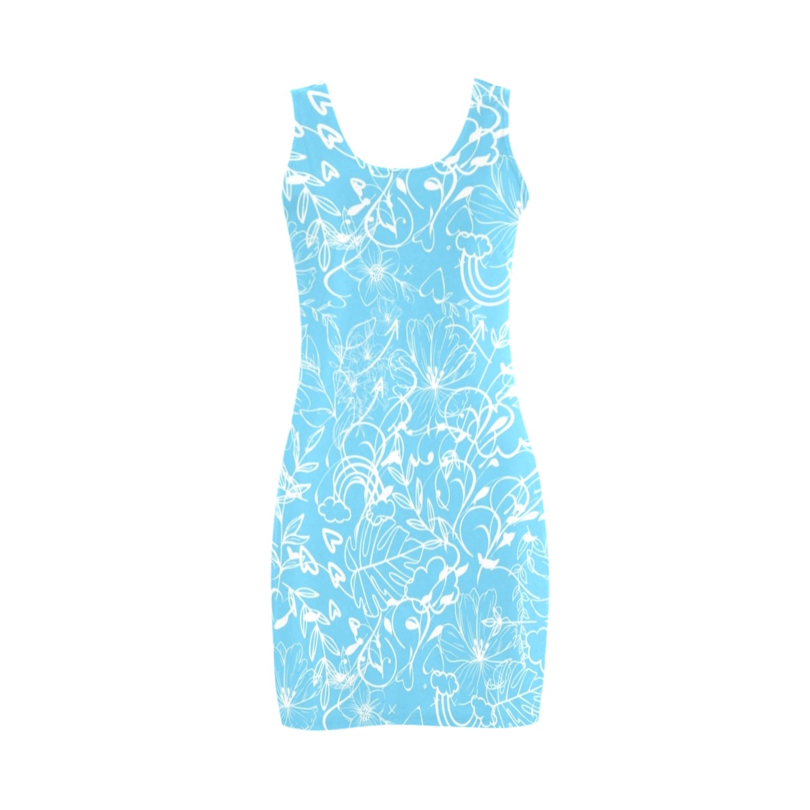 Graphic White on Blue Sleeveless Tank Dress up to 5 XL (FWS) 3