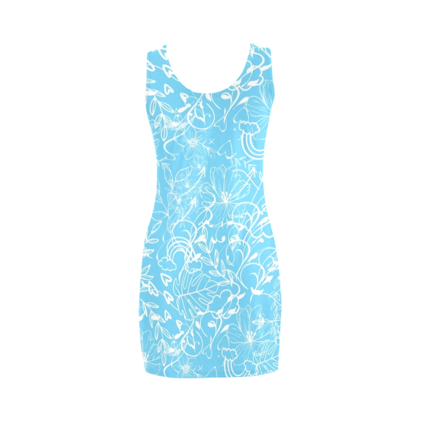 Graphic White on Blue Sleeveless Tank Dress up to 5 XL (FWS) 4