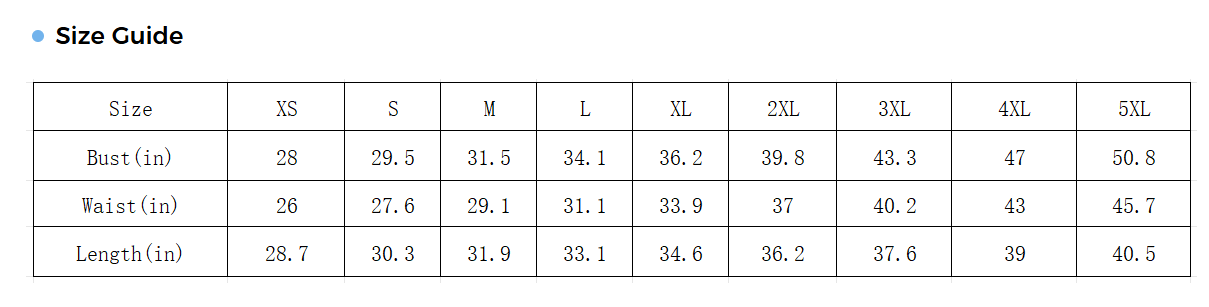 Travel Love Sleeveless Tank Dress up to 5 XL (FWS) size chart
