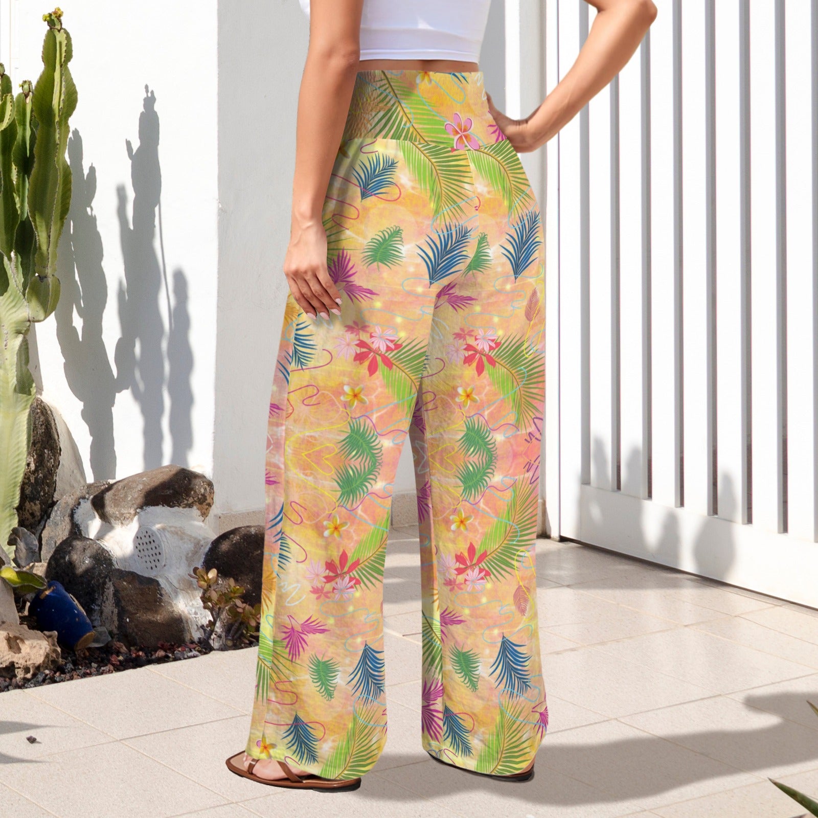 Hawaiian Gold High Elastic Waist Pants with Wide Legs up to 5 XL 4