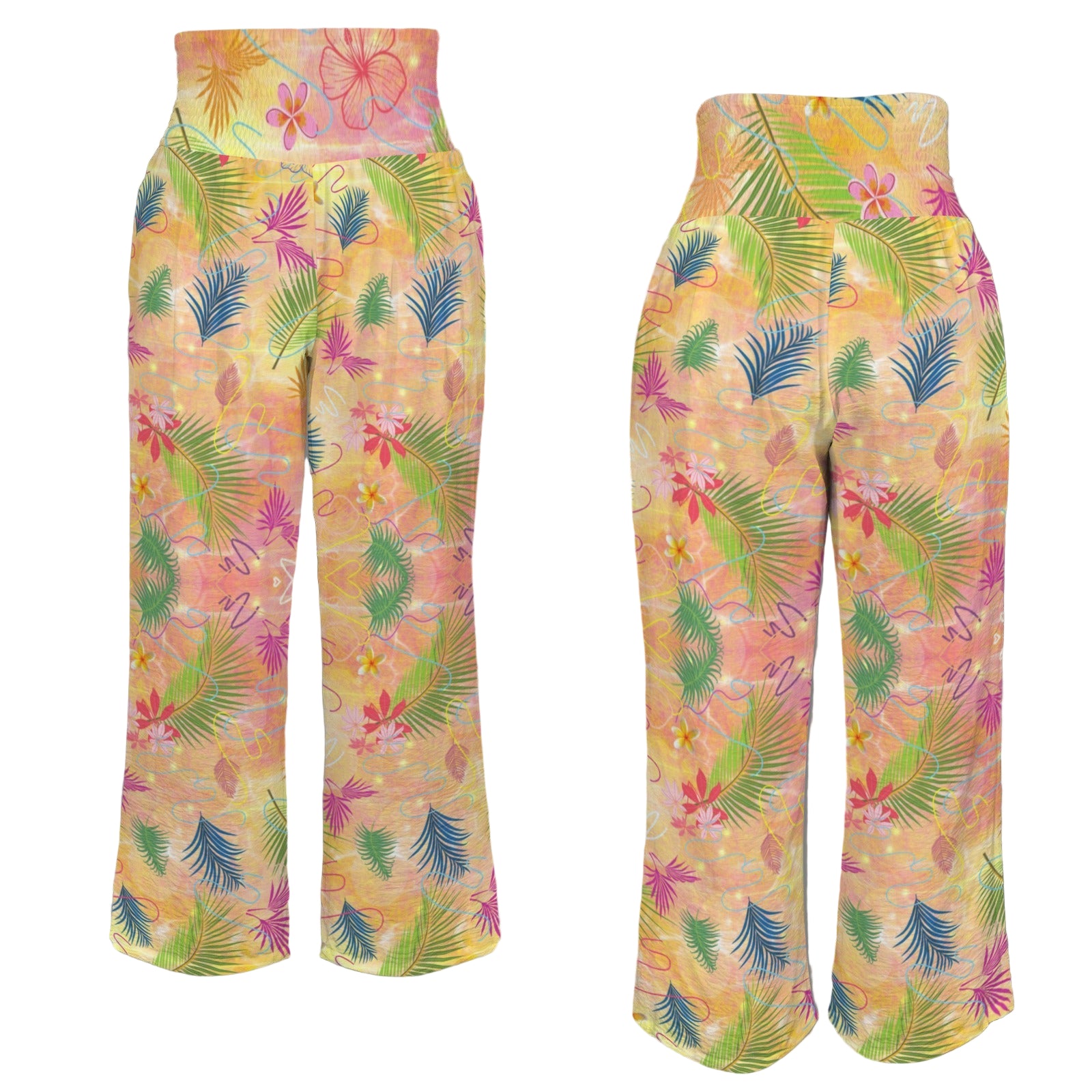 Hawaiian Gold High Elastic Waist Pants with Wide Legs up to 5 XL 5
