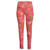 Hawaiian Red High Waist Long Leggings With Side Pockets up to 6 XL 1