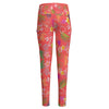 Hawaiian Red High Waist Long Leggings With Side Pockets up to 6 XL 2
