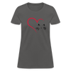 Heart Cat Cotton T-Shirt - charcoal