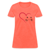 Heart Cat Cotton T-Shirt - heather coral
