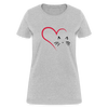 Heart Cat Cotton T-Shirt - heather gray