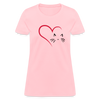 Heart Cat Cotton T-Shirt - pink