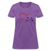 Heart Cat Cotton T-Shirt - purple heather